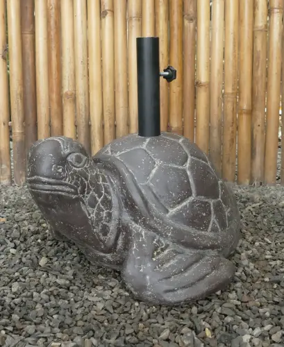 Product image of the product “Turtle umbrella stand made of cast stone, 28cm height, with plastic pipe inside (48mm diameter, 23cm depth), 1 set with metal pipe (45mm diameter, 40cm Height) ”